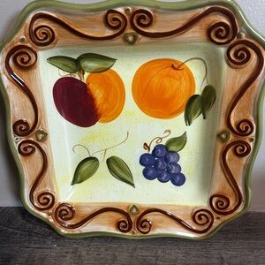 Hand-Painted Fruit Design Square Plate